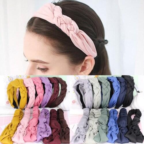 1pcs 2018 Women Headband Head Scarf Girls Hairband Chinese Knot Nuts Headband Elastic Twist Turban Headwrap Hair Accessories