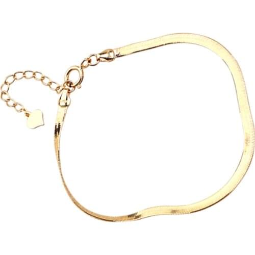 MADALENA SARARA 18K color gold bracelet Women Flat Snake Chain bracelet Genuine Au750 Extend Chain customized