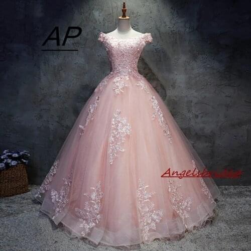 ANGELSBRIDEP Tulle Ball Gown Quinceanera Dresses 15 Party Charming Appliques Vestido Debutante Gowns Plus Size Robe De Bal