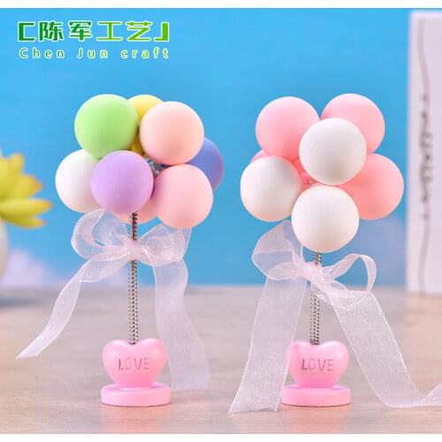 1 set Colorful Clay Balloon Cake Topper Wedding Ball Cake Topper with LOVE Birthday Party Baby Shower Favor Dessert Decoration
