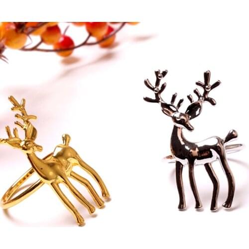 1pcs Delicate Classic Christmas dining table Elk die-casting polished napkin buckle