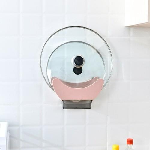 1pcs Kitchen Pot Lid Holder With Box Spatula Shelf Spoon Rest Rack Cover Strainer Pad Wall Mounted Stand Containers Accessories