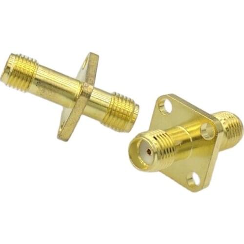 10pcs SMA connector RF SMA Female to SMA Female Chassis Panel Mount 4-hole RF Connectors 12.7x12.7mm