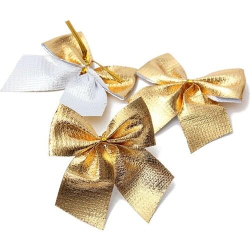 12Pcs Ribbon Christmas Decoration Bows Tree Bowknots Festival Party Garden Ornament Brooch Pin Decor Party New Year Decoration