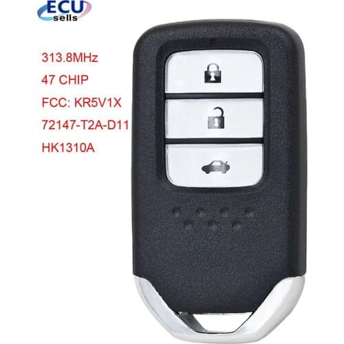 3 Button Remote Key Fob 313.8MHz 47 CHIP for Honda Accord Crider FCC: KR5V1X 72147-T2A-D11 HK1310A
