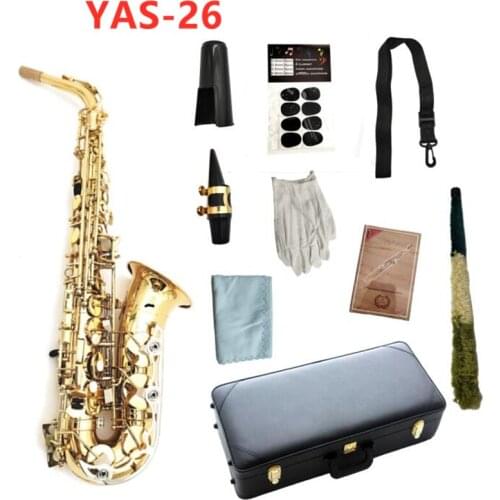 Woodwind Instrument Alto Saxophone YAS-26 Eb Tune Gold Keys Brass Plated Professional Musical instrument With Case Accessories