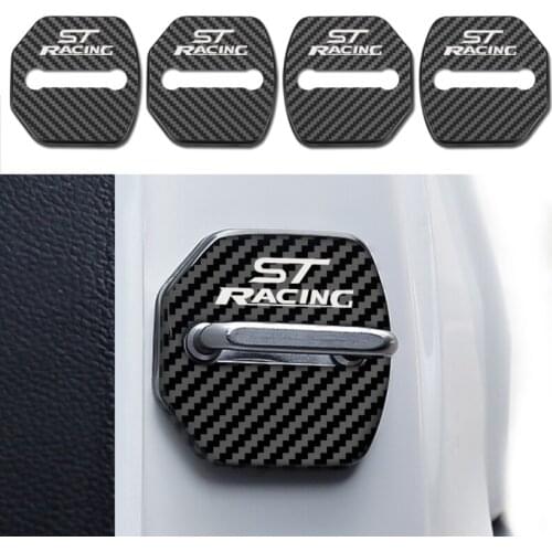 Car Styling Carbon fiber pattern Door Lock Decoration Emblem Cover Fit For Ford Focus 2 2005-2013 Fiesta Kuga Escape