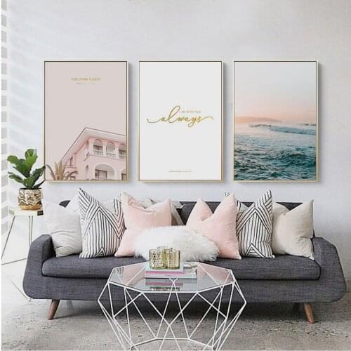 Ins Nordic Style Living Room Decoration Painting Art Small Fresh Pink Girl Bedroom Bedside Hanging Painting Porch Mural