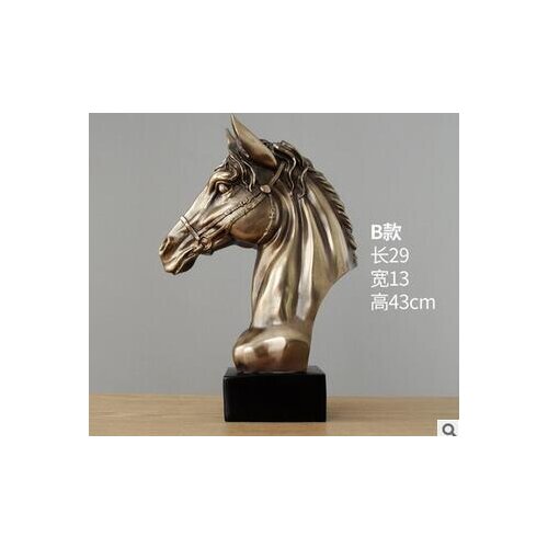 European creative imitation copper horse head ornaments resin crafts living room study bedroom TV cabinet ornaments