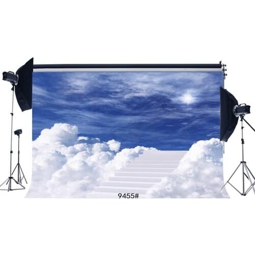 Photography Backdrops Fantasy Abstract White Clouds Stair to Blue Sky Wedding Party Event Portraits Background