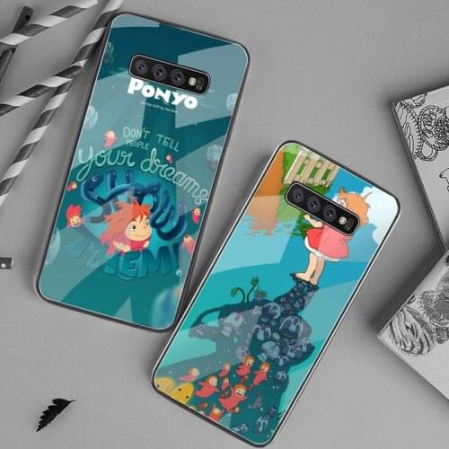 HUAGETOP Krajews Ponyo Studio Ghibli Anime Phone Case Tempered Glass For Samsung S20 Plus S7 S8 S9 S10 Plus Note 8 9 10 Plus
