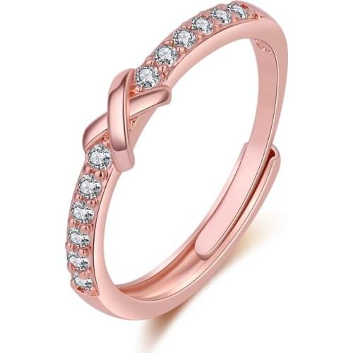 Rose Gold AAA Zircon Rings Opening Adjustable Rings for Women Gift