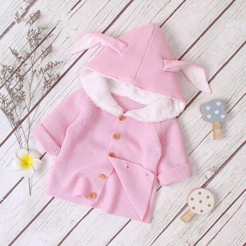 LZH 2021 Autumn Winter Kids Infant Jacket For Baby Boys Girls Outerwear Coat Newborn Hooded Knitting Cardigan For Baby Clothes