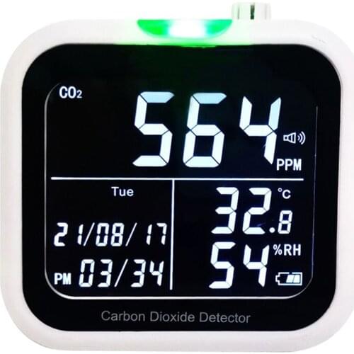 Multifunctional CO2 Temperature Humidity Monitoring Device Digital Display Household Air Quality Detector with Time Function