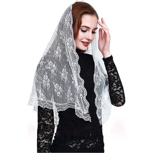 New White Chapel Church Veil Lace Catholic Mantilla infinity Mantilla Catholic Veil Head Covering Latin Mass Voile Noir Dentelle