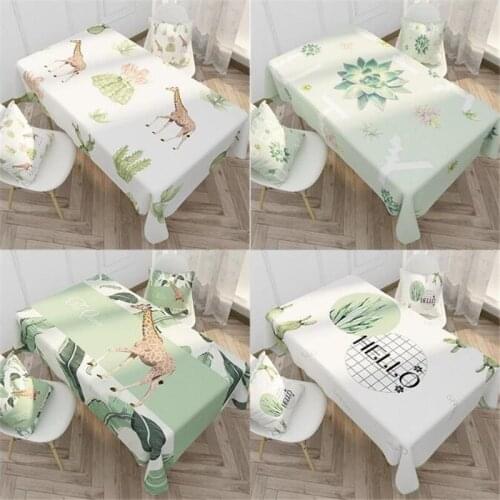 TY68 New Table Cover For Home And Kitchen Waterproof Tablecloth Plant Giraff Rectangular Stain Table Cloth Oilcloth Party Dining