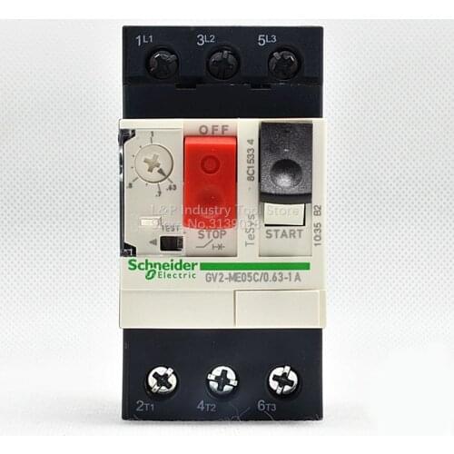 New Original Schneider GV2-ME05C Motor Protection Circuit Breaker GV2ME05C 0.63-1A Push Button 3P Thermal Magnetic Type