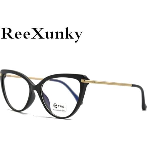 ReeXunky Cat Eye Blue Light Blocking Glasses Women Fashion Anti Eyestrain TR90 Computer Mirror Game Goggles Protection Eyewear