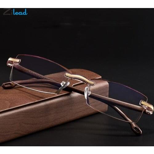 Zilead Frameless Reading Glasses Women&Men Anti Blue Light Square Presbyopic Eyeglasses Computer Optical Goggle Diopters+1~+4