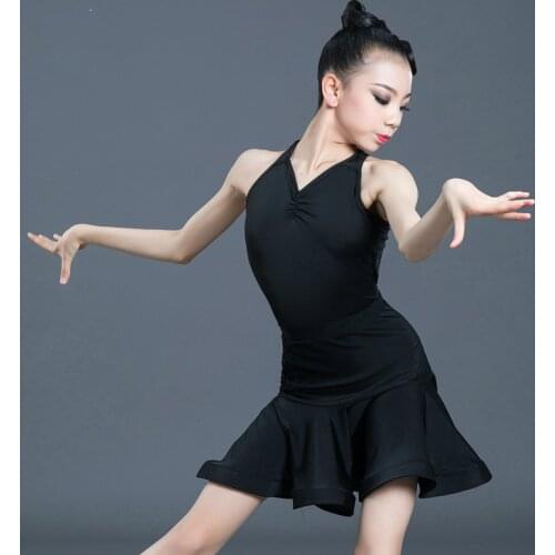 Summer New Children Latin Dance Dress Female Performance Wear Latin Competition Dress for Girls Leotard Skirts Top Suit 2pcs