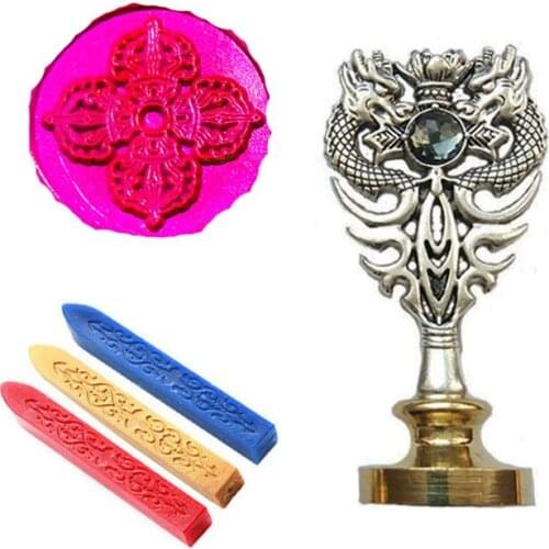 Signature Custom Wax Seal Stamp Kit Fancy cross Metal Dragon Handle Gift Vintage Package Wedding Invitations Seal Stamp