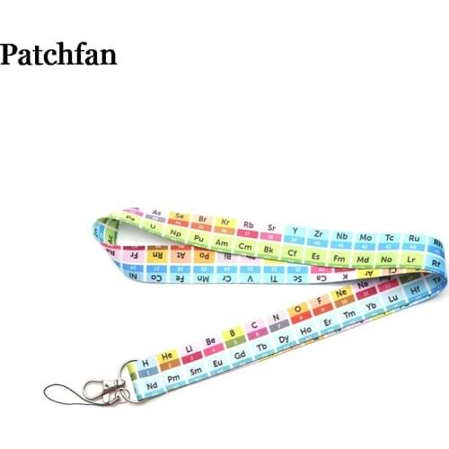 Patchfan Periodic table cool men lanyards for keys in mobile phone straps necklace card holders webbing ribbons A2076