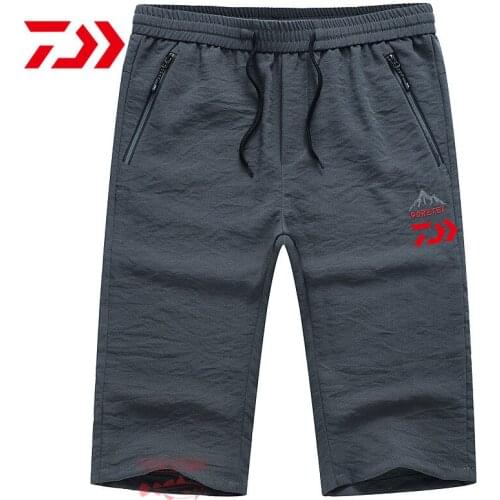 DAIWA Fishing Shorts Drawstring Outdoor Camping Sprots Pants Summer Men Breathable Fishing Pants Ice Silk Quick Drying Shorts