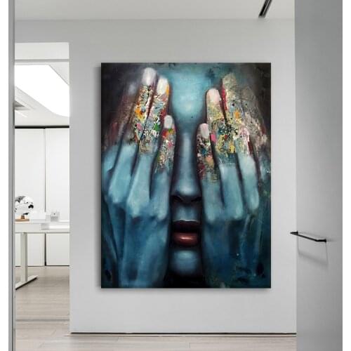 Modern Abstract Art Oil Painting Print On Canvas Colored Fingers Graffiti Poster Mysterious Decoration Pictures for Home Design