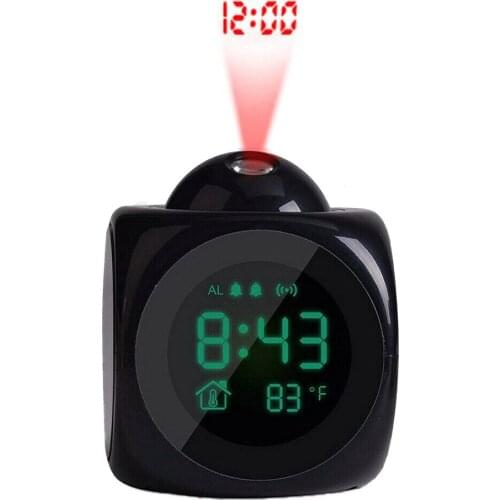 LED Digital Projection Alarm Clock LCD Display Talking Clock Temperature Projector Wake Up Snooze Function Table Clock for Child
