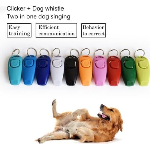 2 in 1 Combo Dog Clicker Whistle Training Pet Trainer Click Puppy With Guide With Key Ring Pet Supplies Dog Training Supplies