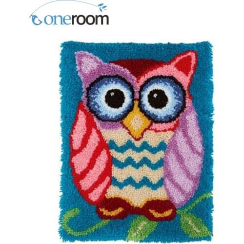 ZD494 Owl Hook Rug Kit DIY Unfinished Crocheting Yarn Mat Latch Hook Rug Kit Floor