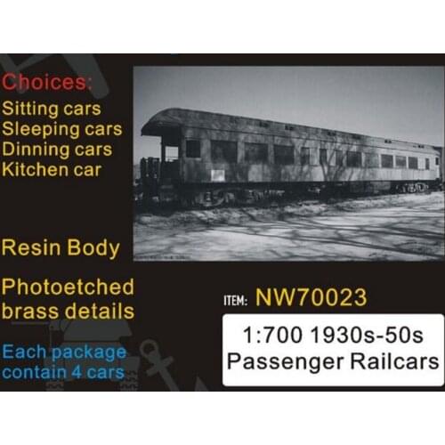 1/700 WWII 1930s-1950s 50 Seats Passenger Railcars (resin+metal),(Metal Military Building Model,Not Assembled)