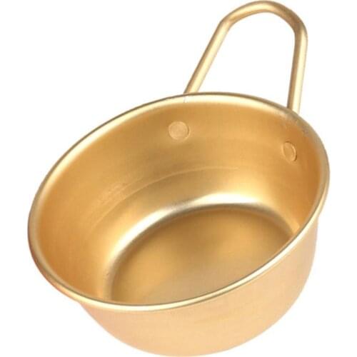 1Pc Gold Color Korean Traditional Aluminum Round Rice Bowl Wine Cup with Handle for Makgeolli Korean Wine Cup Kitchen Gadgets