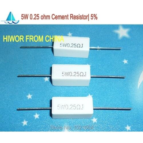10pcs/lot) 5W Ceramic Cement Power Resistor 0.25 ohm Resistors