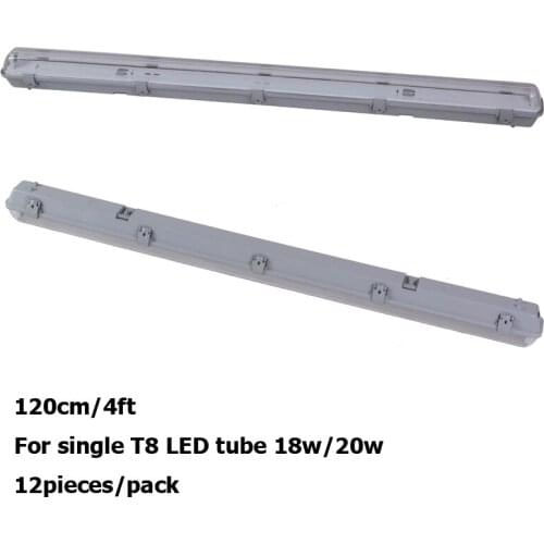 1x120cm/4ft IP65 Waterproof Light Fittings PC Weatherproof Luminaires Tri-proof Light Fixture For Single T8 LED Tubes