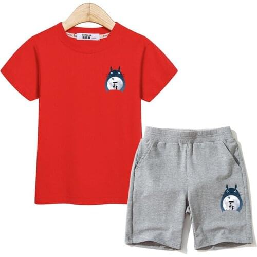 2020 Totoro Kids Fashion Outfits 2pc Suits Girls Summer Clothes Tees + Shorts Sets 100% Cotton Baby Girl T-shirt Costumes