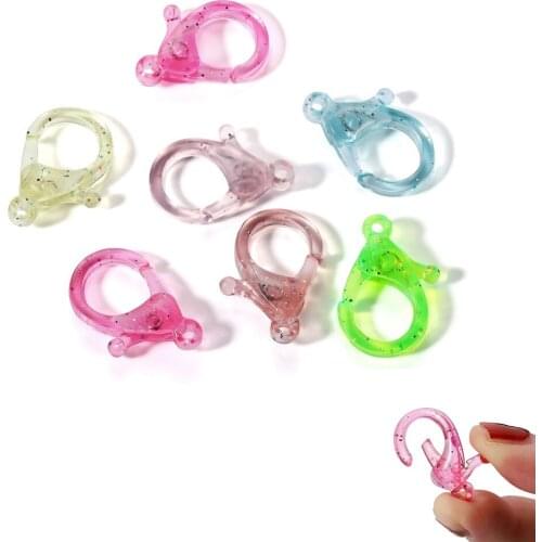30Pcs/Lot Transparent Plastic Lobster Clasp Hook Key Chain Clips Connector For Key Chain DIY Jewelry Making Supplies Accessories