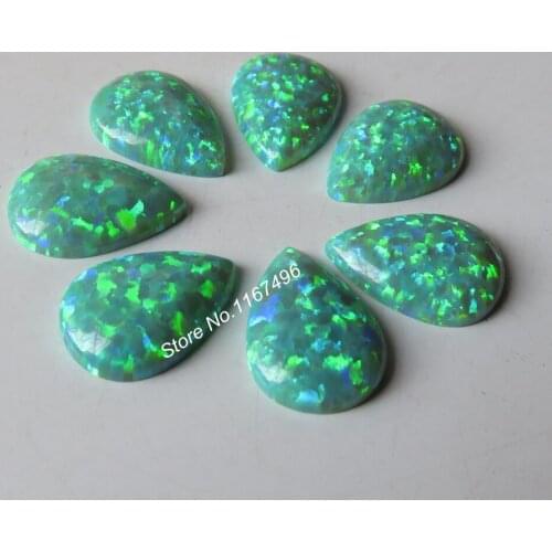 50pcs/lot OP11 Kiwi Green 10x14mm Pear Opal ,Synthetic Pear Cabochon Opal Stone for Jewelry