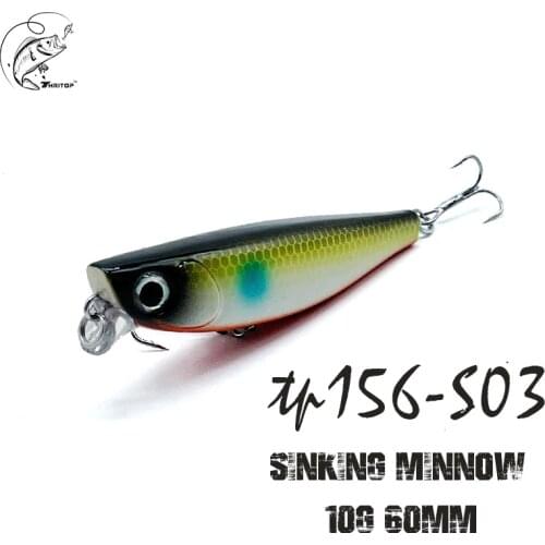 6CM 10G Thritop New Sinking Minnow Hard Fishing Bait 5 Colors For Optional Bass Pike Carp Fishing Lures TP156 Quality Wobbler