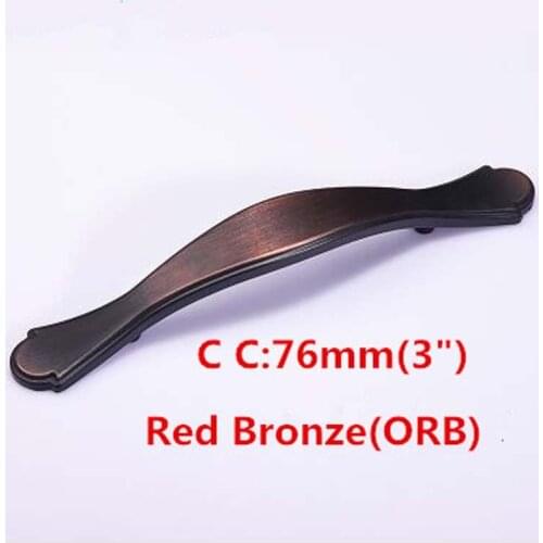 76mm vintage furniture handle red bronze kitchen cabinet drawer handle pull antique copper dresser cupbiard door pull 3" ORB