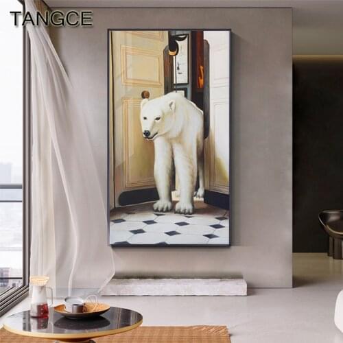 Abstract Animal Wall Paintings Cream-colored Canvas Poster Print Wall Art Pictures for Living Room Aisle Modern Home Decoration