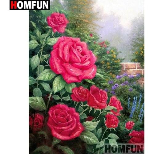 HOMFUN Full Square/Round Drill 5D DIY Diamond Painting "Rose flower"3D Diamond Embroidery Cross Stitch Home Decor A19919