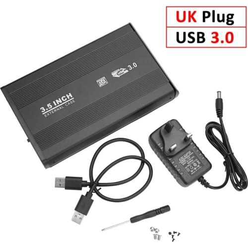Aluminum Alloy 3.5'' HDD Case SATA to USB3.0/2.0 Hard Disk Drive Enclosure High Speed 5Gbps Hard Disk Box for PC EU US UK Plug