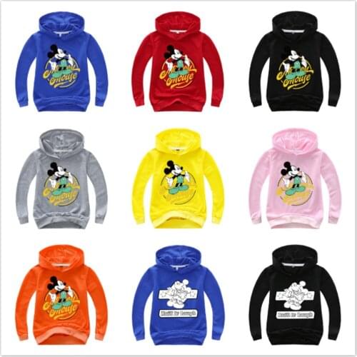 Spring Autumn Baby Boys Girls Mickey Hoodies Kids Sweatshirts Cartoon Hoody Casual Hooded T-Shrits Pullover Cartoon Streetwear