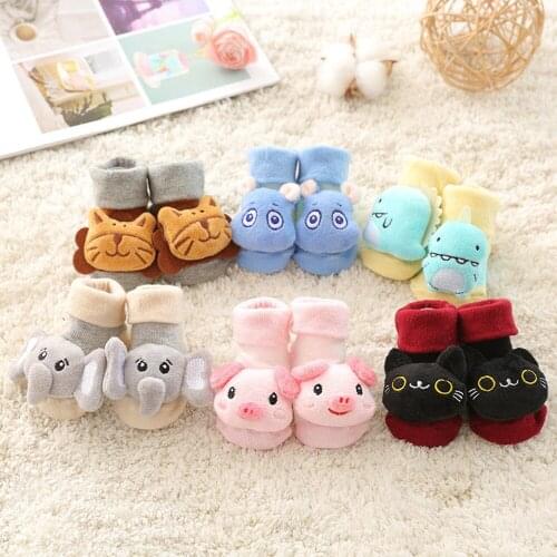 Baby Socks Anti-Slip Newborn Rattle Socks Cute Autumn Cartoon Floor Cotton Socks Warm Boots for Boys Girls Infants Sock