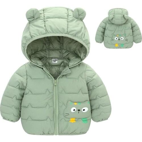 2021 Boys Girls Hooded Down Jackets For Kids Coats Autumn Baby Boy Cartoon Warm Jacket Toddler Girl Zipper Jacket Ski Outerwear