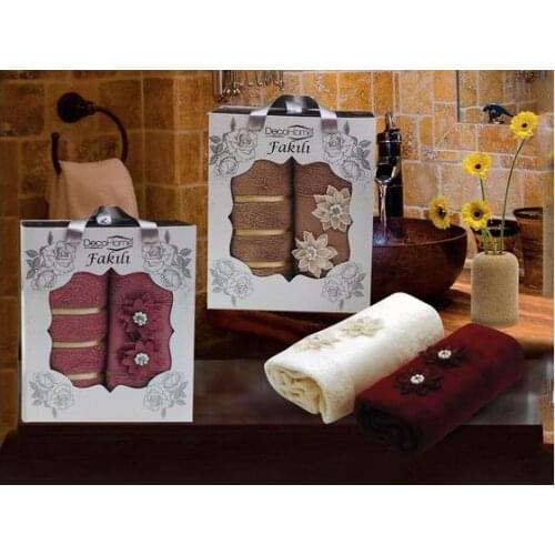 DowryWorld-Bamboo Star Floral Double Kitchen Towel Set 4 Color %100 Cotton
