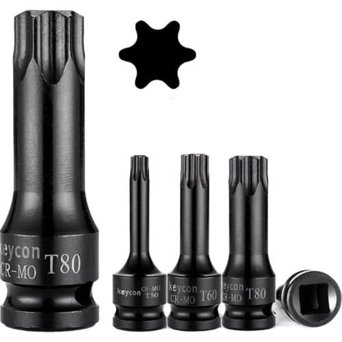 Torx Bit Electric Impact Wrench Air Wrench Adaptor Bit 1/2" Adaptor Drive Socket T30 T40 T45 T50 T55 T60 T70 T80 T100 Tool