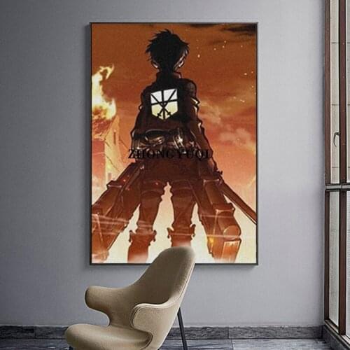 Eren Jaeger attack on titan Shingeki no Kyojin anime poster Canvas Wall Art prints Home bedroom decor Painting Decor