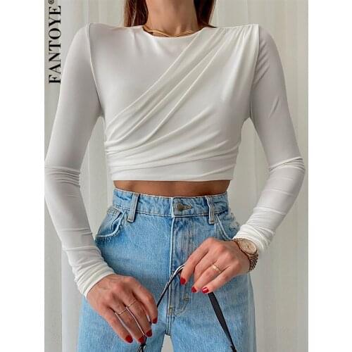 Женские базовые футболки FANTOYE China At AliExpress